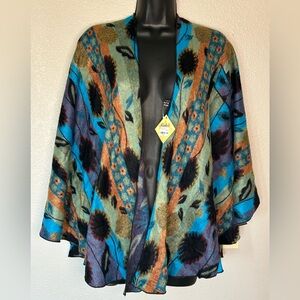 100% Cashmere Shawl Scarf Hand Made Fair Colorful Ethnic Bold Graphic NWT